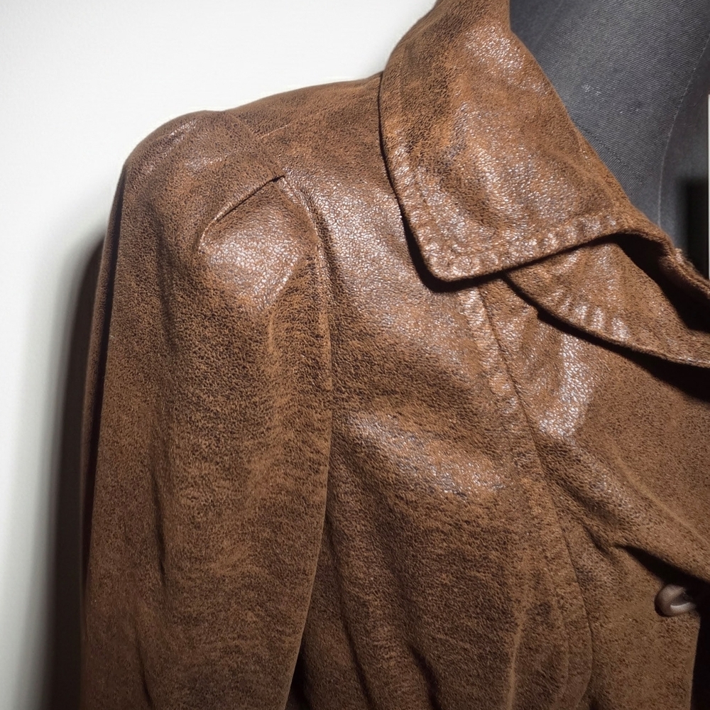Brown Ruffled Women's Jacket - Picture 4 of 6
